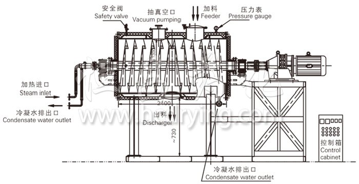 真空耙式干燥機結(jié)構(gòu)示意圖